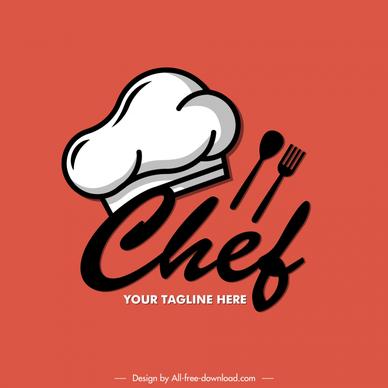 logo restaurant template flat chef hat spoon fork