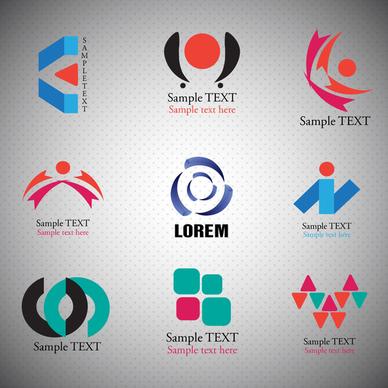 logo sets design with abstract colored style