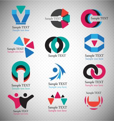 logo sets design with abstract shapes illustration