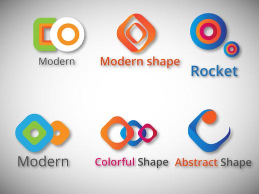 logo sets design with colorful modern abstract shapes