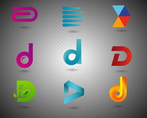 logo sets design with shapes and alphabet style