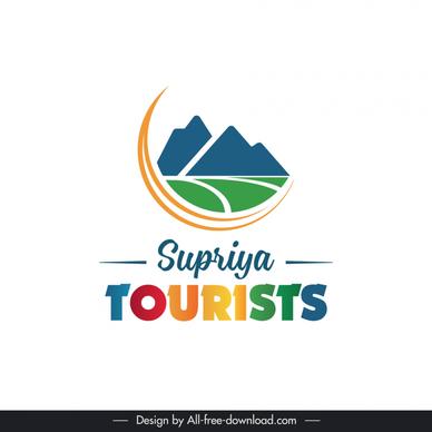 logo supriya tourists template flat mountain curves texts
