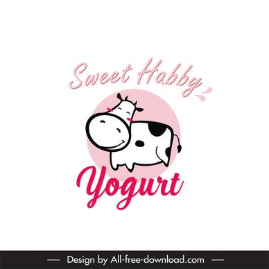 logo sweet happy yogurt logo template cute funny cartoon cow sketch