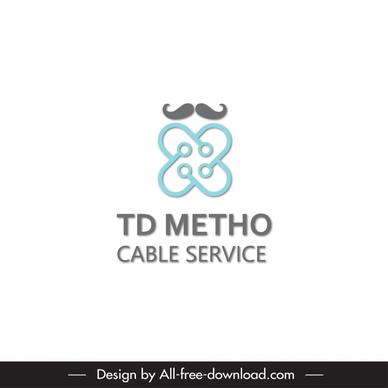logo td metho cable service template flat symmetric wire moustache outline 