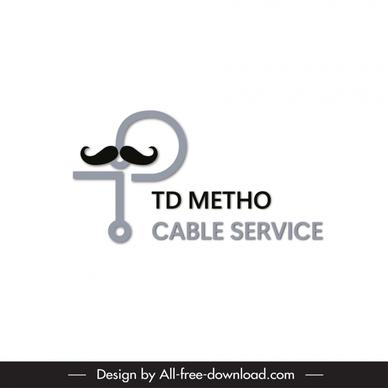 logo td metho cable service template modern flat wire moustache stylized texts outline 