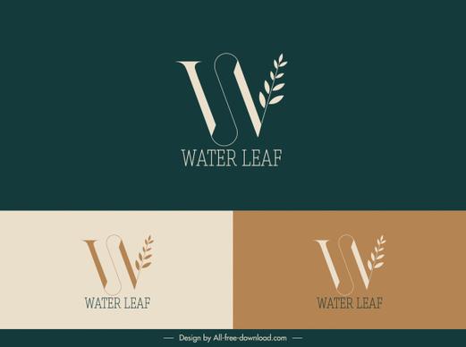 logo template leaf text sketch flat design