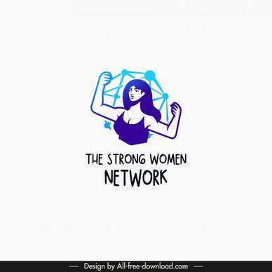 logo the strong women network template cartoon lady sketch points connection globe