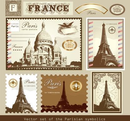 london and paris a symbol of stamps 01 vector