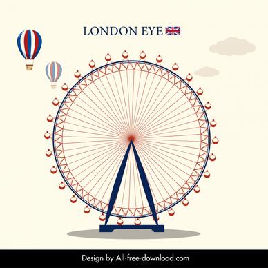 london eye ferris wheel advertising poster elegant flat classical design