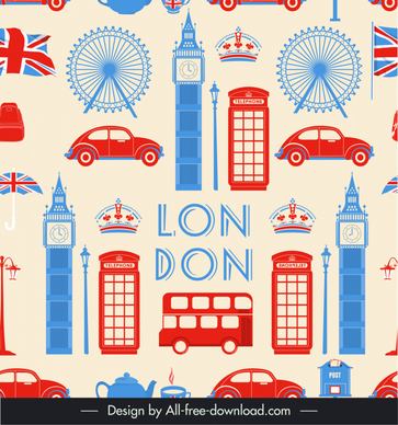 london pattern template repeating flat classical city symbols sketch