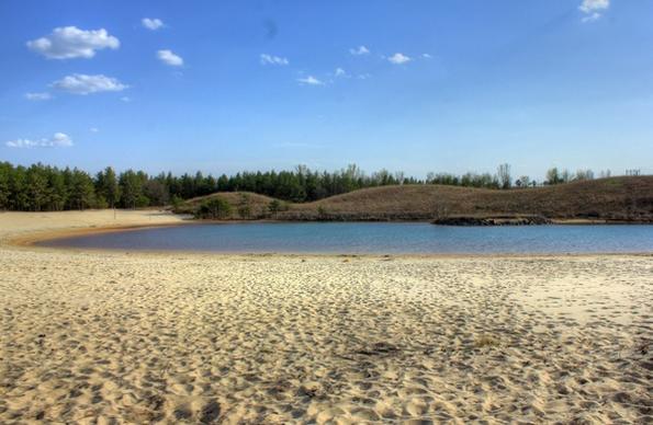 long view of the beach in the black river forest