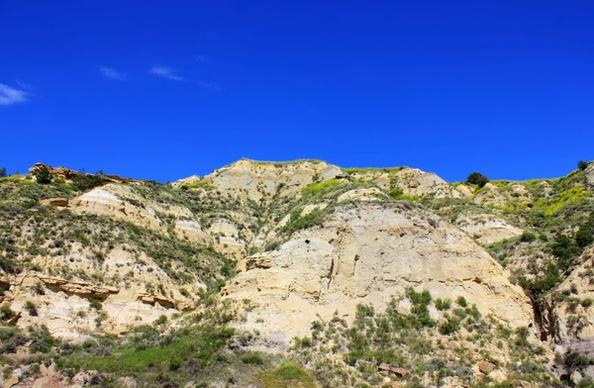 looking up at rocks and hills at theodore roosevelt national park north dakota