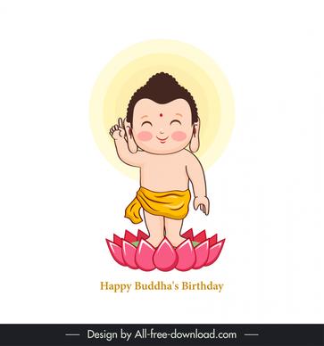 lord buddhas born happy vesak day concept icon child lotus sketch