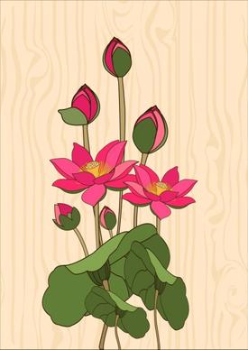 lotus background colored handdrawn sketch