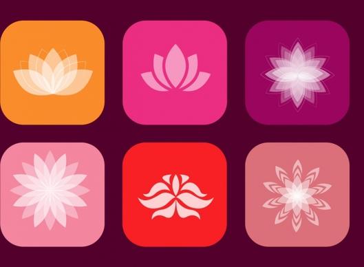 lotus icons collection various shapes isolation