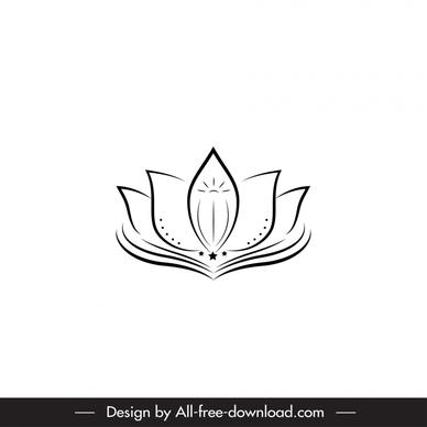 lotus logo template flat black white symmetric sketch