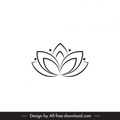 lotus logotype black white symmetric flat rounded shape outline