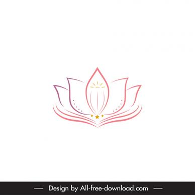 lotus sign icon flat symmetrical blooming outline