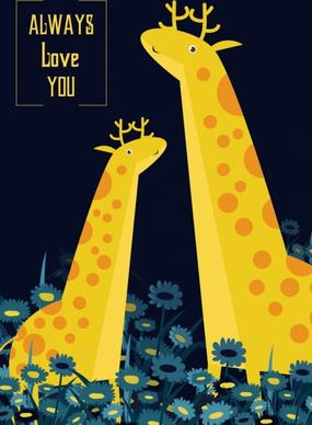 love background giraffe icons cartoon design