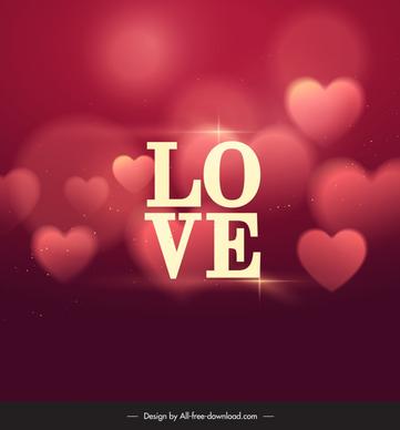 love background template sparkling blurred hearts