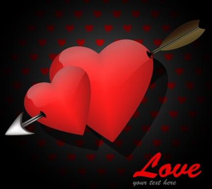 love background red heart arrow icons decor