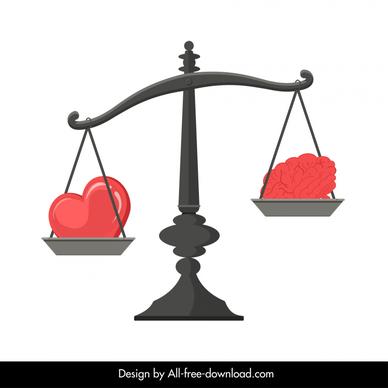 love concept design elements scales   brain  heart sketch