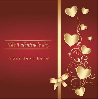 valentine backdrop hearts ribbon decor golden red design