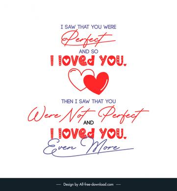 love quotation banner template elegant handdrawn calligraphic texts hearts decor