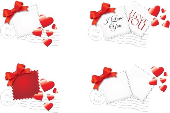 valentine stamps templates red white heart knot decor