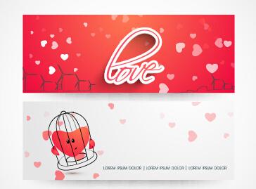 love with heart banners vector