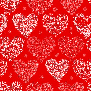 love with hearts patterns seamless vector set