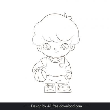lovely boy design elements handdrawn cartoon character  outline