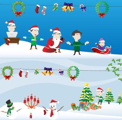 lovely christmas element vector and scenes