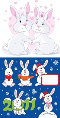 lovely christmas rabbit vector