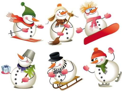 lovely christmas snowman vector