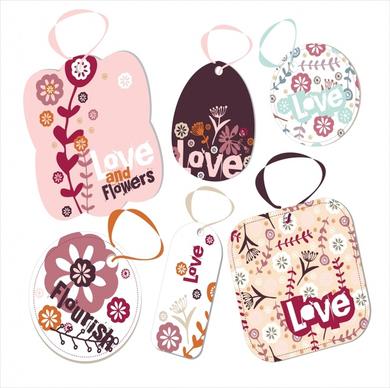 flower tags templates nature theme classical colored shapes