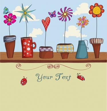 floral card cover background colorful handdrawn sketch