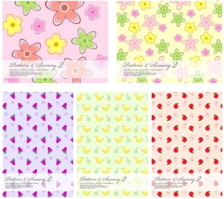 lovely fruit and flowers vector background