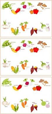 lovely fruits and vegetables vector