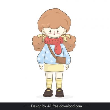 lovely girl design elements cute cartoon character  