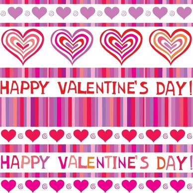 valentine background flat handdrawn hearts stripes texts decor