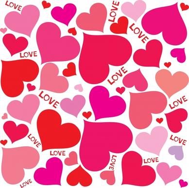 love background colored flat hearts decor