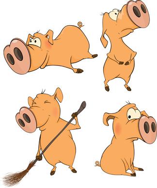 lovely pigs cartoon vector