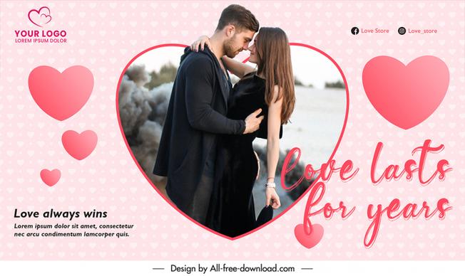 lovely valentines day banner template elegant love couple affection hearts texts decor