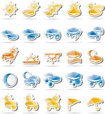 lovely weather icon stickers vector