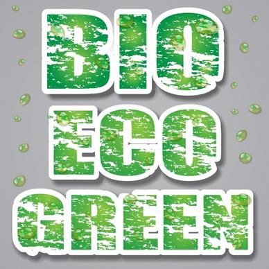 ecological label template grunge green texts paper cut