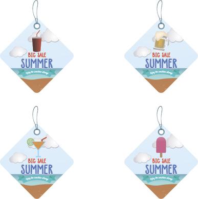 lozenge summer sale tags vector set
