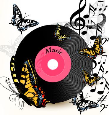 lp with music vector background