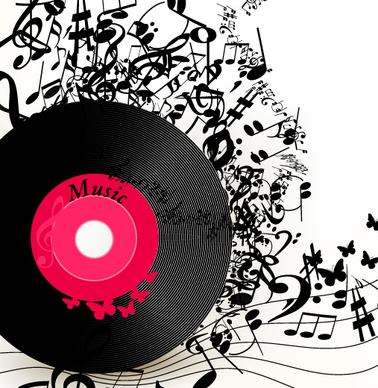 lp with music vector background