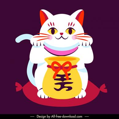 lucky cat icon cute cartoon character outline classic design 